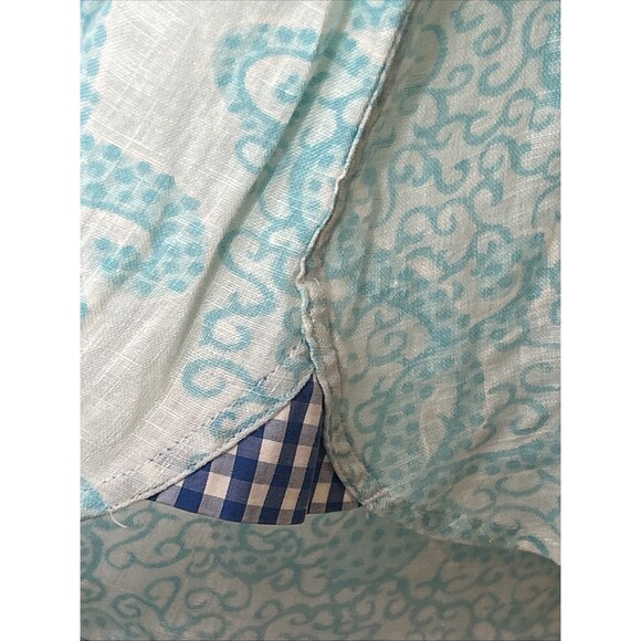 Lilly Pulitzer Wyeth Mens Shirt Linen Medium Blue Aqua Nautical Octopus Print - Picture 4 of 7